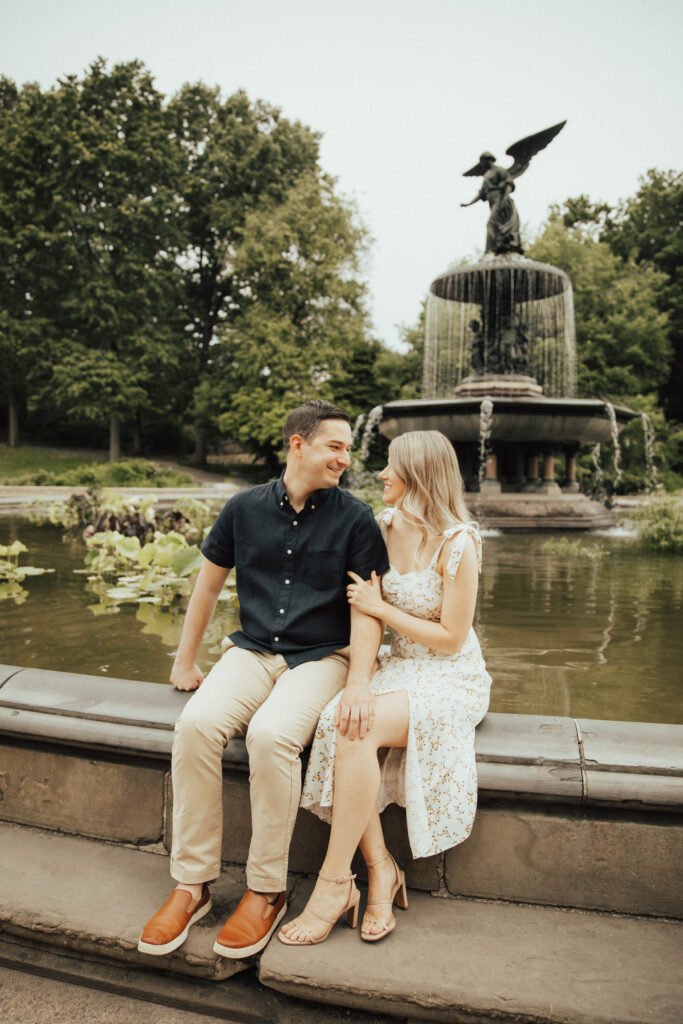 Bethesda fountain engagement photos, Bethesda fountain Central Park, Central Park engagement photos, Central Park couple photos, bridal hair and makeup, engagement outfits, Loeb boat house engagements, New York City engaged couple, New York City bride, Manhattan engagement session, bow bridge engagement photos, New York City engagement locations, New York wedding photographer, destination engagements, destination wedding photographer