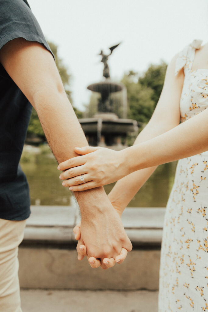 Bethesda fountain engagement photos, Bethesda fountain Central Park, Central Park engagement photos, Central Park couple photos, bridal hair and makeup, engagement outfits, Loeb boat house engagements, New York City engaged couple, New York City bride, Manhattan engagement session, bow bridge engagement photos, New York City engagement locations, New York wedding photographer, destination engagements, destination wedding photographer