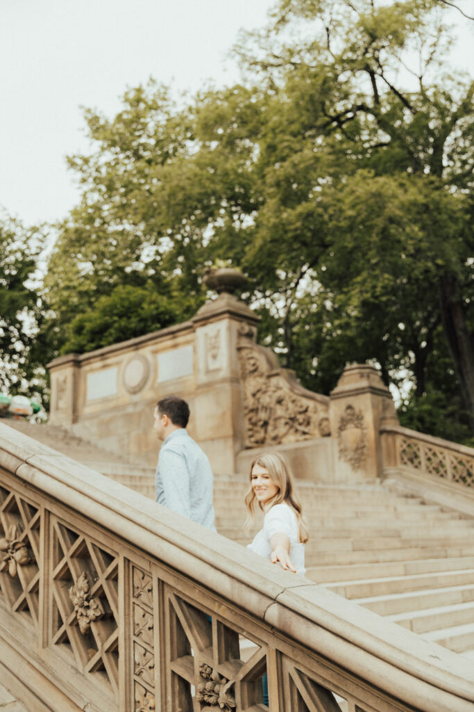 Bethesda fountain engagement photos, Bethesda fountain Bethesda terrace engagement portraits, Central Park, Central Park engagement photos, Central Park couple photos, bridal hair and makeup, engagement outfits, Loeb boat house engagements, New York City engaged couple, New York City bride, Manhattan engagement session, bow bridge engagement photos, New York City engagement locations, New York wedding photographer, destination engagements, destination wedding photographer