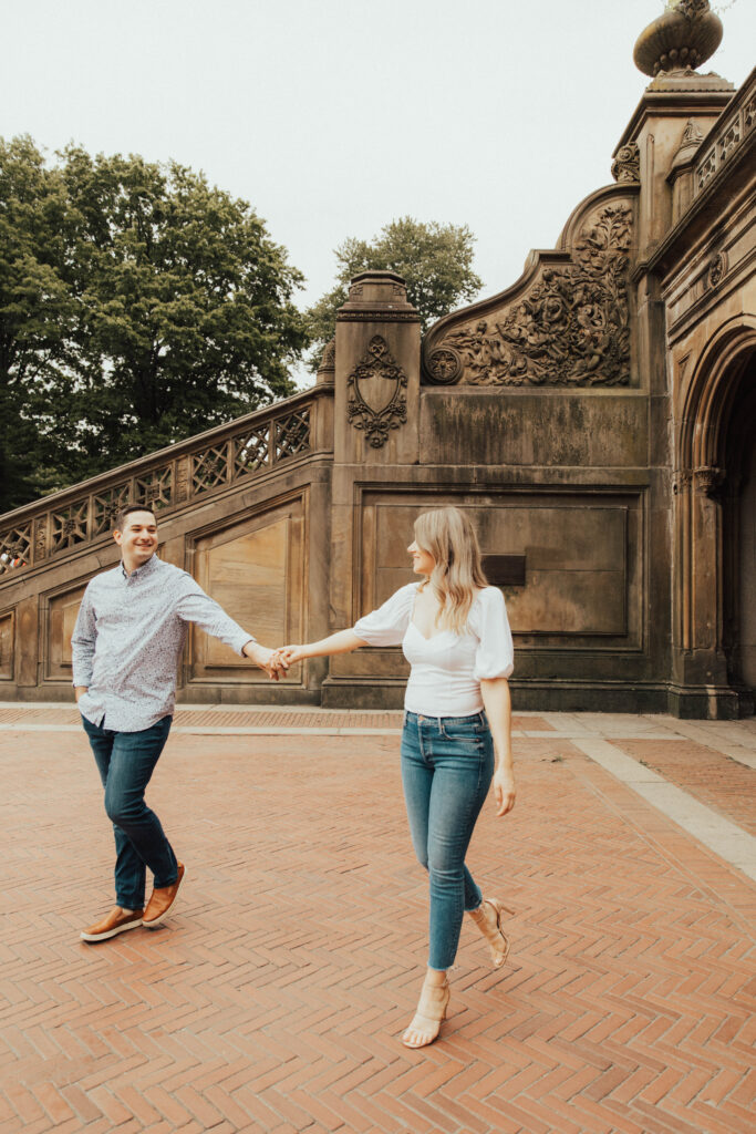 Bethesda fountain engagement photos, Bethesda fountain Bethesda terrace engagement portraits, Central Park, Central Park engagement photos, Central Park couple photos, bridal hair and makeup, engagement outfits, Loeb boat house engagements, New York City engaged couple, New York City bride, Manhattan engagement session, bow bridge engagement photos, New York City engagement locations, New York wedding photographer, destination engagements, destination wedding photographer