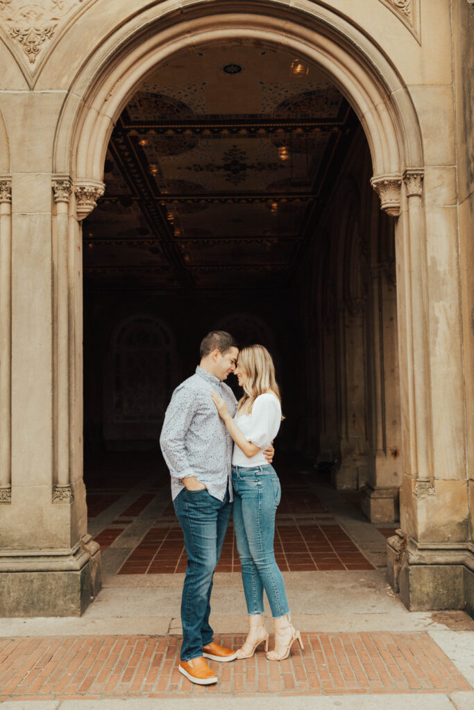 Bethesda fountain engagement photos, Bethesda fountain Bethesda terrace engagement portraits, Central Park, Central Park engagement photos, Central Park couple photos, bridal hair and makeup, engagement outfits, Loeb boat house engagements, New York City engaged couple, New York City bride, Manhattan engagement session, bow bridge engagement photos, New York City engagement locations, New York wedding photographer, destination engagements, destination wedding photographer