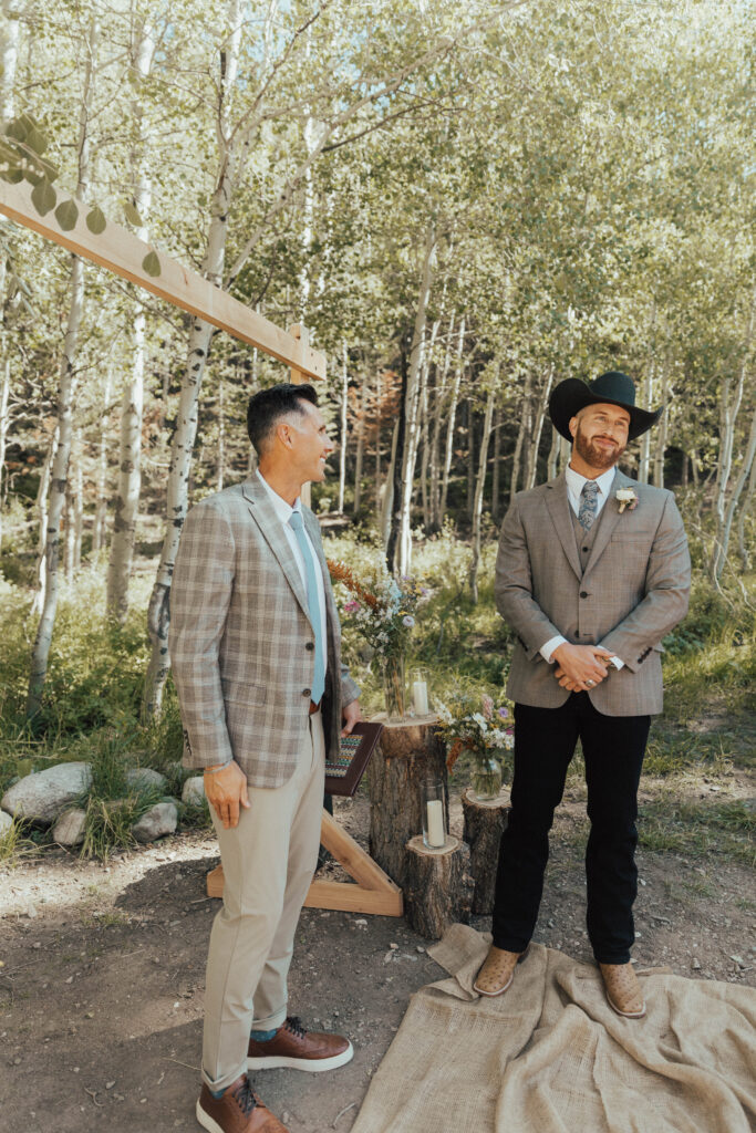 luxury mountain wedding photographer, intimate wedding venue, colorful wedding, wildflower wedding floral arrangements, western luxe groom inspiration, destination wedding photographer, timeless mountain wedding photos, couture wedding gown inspiration, elegant outdoor wedding ceremony, intimate mountain wedding ceremony