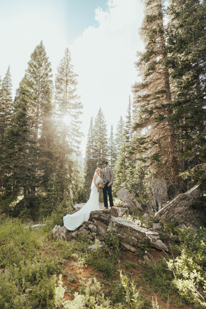 luxury mountain wedding photographer, intimate wedding venue, colorful wedding, wildflower wedding floral arrangements, western luxe groom inspiration, destination wedding photographer, timeless mountain wedding photos, couture wedding gown inspiration, elegant outdoor wedding ceremony, intimate mountain wedding ceremony, alta lodge wedding photos