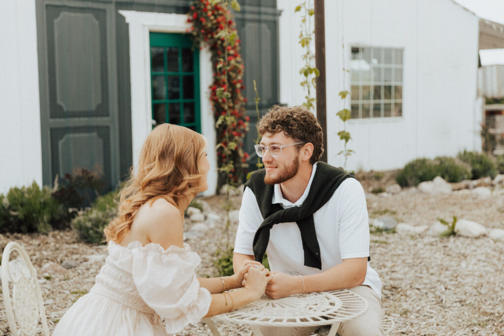 destination wedding france inspired portrait with café chairs and organic textures